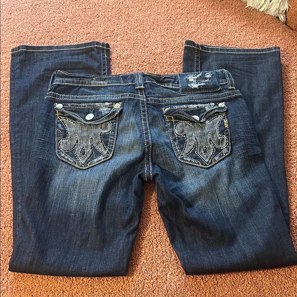 MEK Distressed Low Rise  Dark Denim